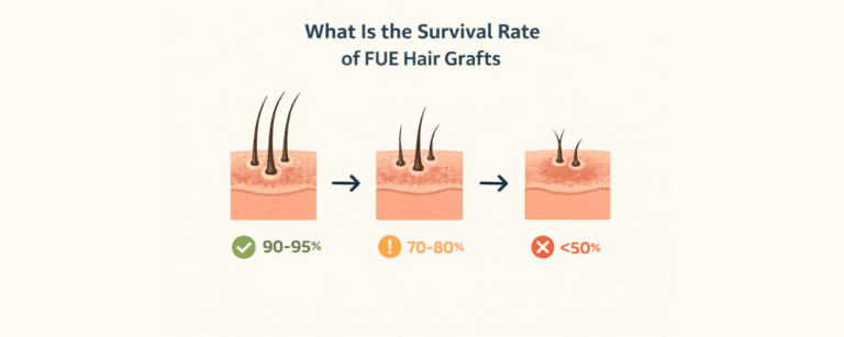 what is the survival rate of fue hair grafts?